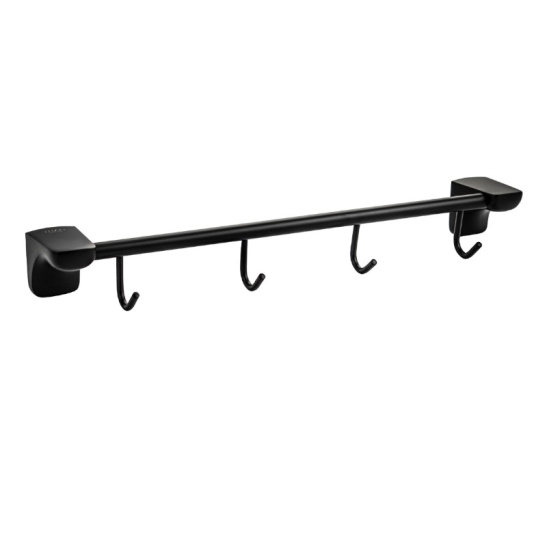 Вешалка с четырьмя с крючками прямая, 76205, ТИТАН, черная, Санакс