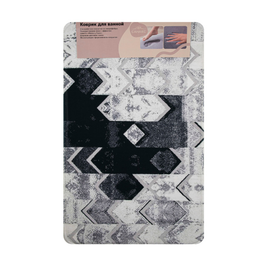 00444 КОВРИК в ванную "ПАМЯТЬ" одинарный 50*80 см черно-серый Китай