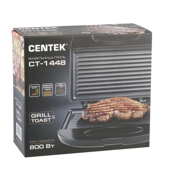 Вафельница- гриль CENTEK CT-1448, 800 Вт, антипригарное покрытие