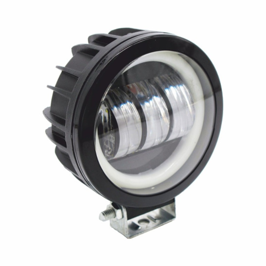 Фара светодиодная, 2 режима (12/24B.) ("WL-525") 24Вт, 3600Лм, линза, противотуманная фара или ДХО - "неоновый обод", рассеиваемый/ближний свет, пылевлагозащищенная IP67, алюмин. корпус, OFF-Road