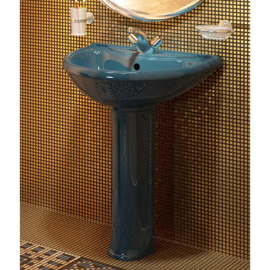 Раковина Престиж 55, с отверстием, с пьедесталом, 550x484 мм, зеленая г. Старый Оскол