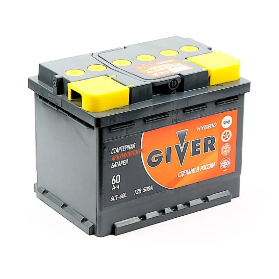 Аккумулятор 6СТ-60.0 R+ "GIVER HYBRID" зал.обр.пол. (гивер)