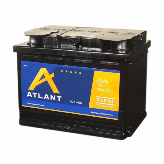 Аккумулятор 6СТ-60N R+ "ATLANT" зал. обр. поляр. (г.Курск) (атлант)