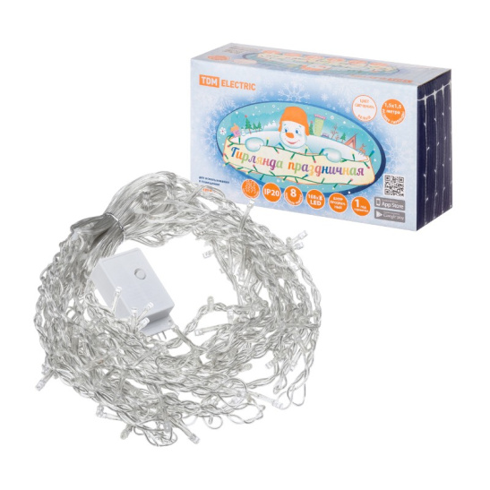 Гирлянда светодиодная TDM "Занавес" (SQ0361-0069) 168 LED, 1,5*1,5 м, белый, с контроллером, IP20