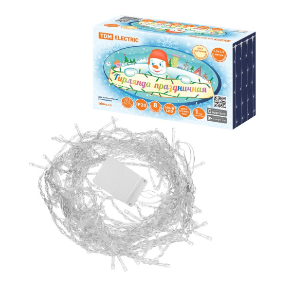 Гирлянда светодиодная TDM "Занавес" (SQ0361-0068) 168 LED, 1,5*1,5 м, теплый белый, с контроллером, IP20
