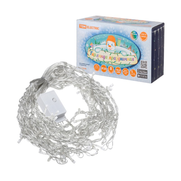 Гирлянда светодиодная TDM "Занавес" (SQ0361-0070) 168 LED, 1,5*1,5 м, мультиколор, с контроллером, IP20