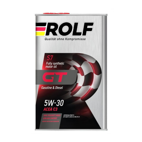 Масло моторное ROLF GT, С3, SAE 5W30, 4 л, API SN/CF, синтетическое