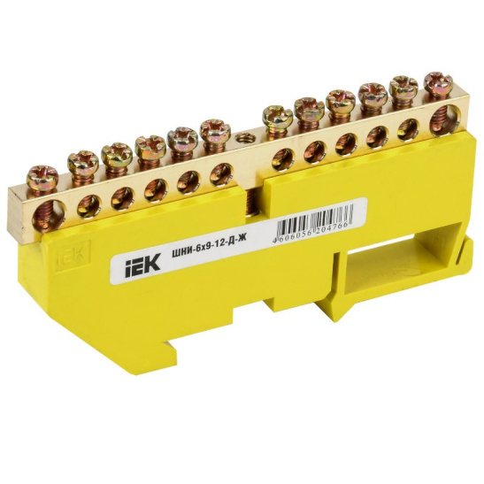 Шина PE "земля" на DIN-изол ШНИ-6х9-12-Д-Ж IEK (YNN10-69-12D-K05)