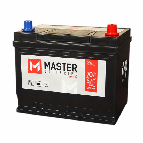 Аккумулятор 6СТ-70 R+ "Master Batteries Asia" (80D26L) обр.поляр., яп.стан.,ниж.крепл.,  ( Мастер) (Беларусь) 