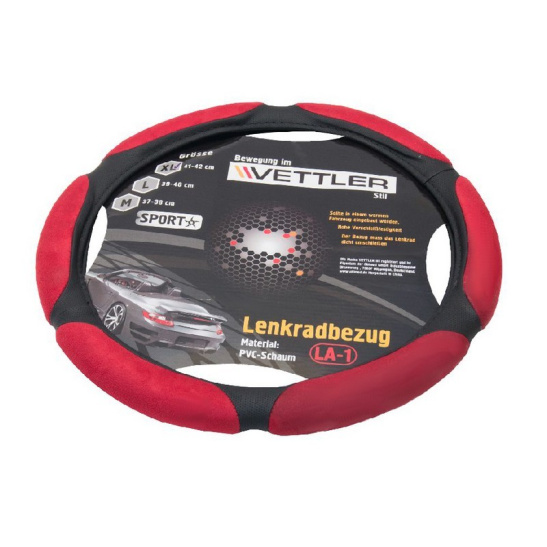 *ОПЛЕТКА НА РУЛЬ (41-42 см) вспененый ПВХ / красный (Газель) "VETTLER SPORT" (17584)