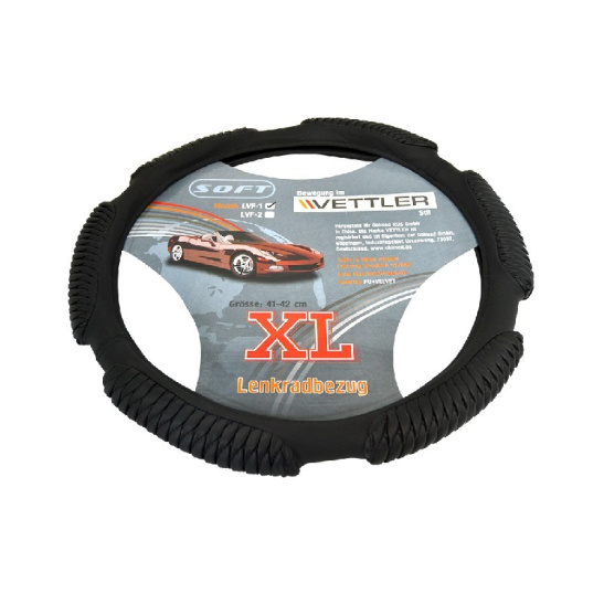 ОПЛЕТКА НА РУЛЬ (41-42 см) экокожа+вельвет / черный (Газель) "VETTLER SOFT" (17845)