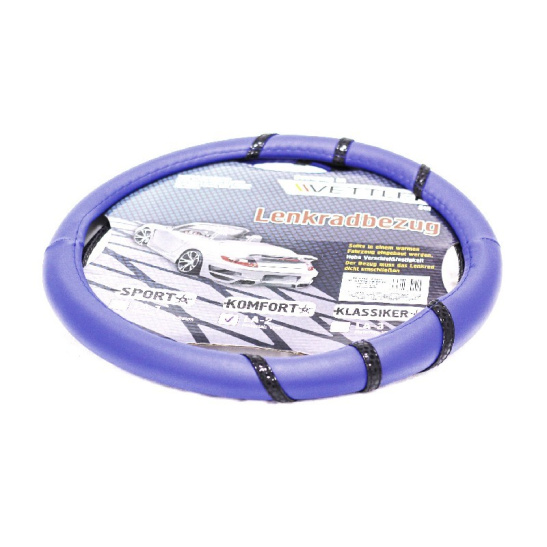 ОПЛЕТКА НА РУЛЬ (37-38 см) винил / голубой (2108, иномарки) "VETTLER KOMFORT" (17589)