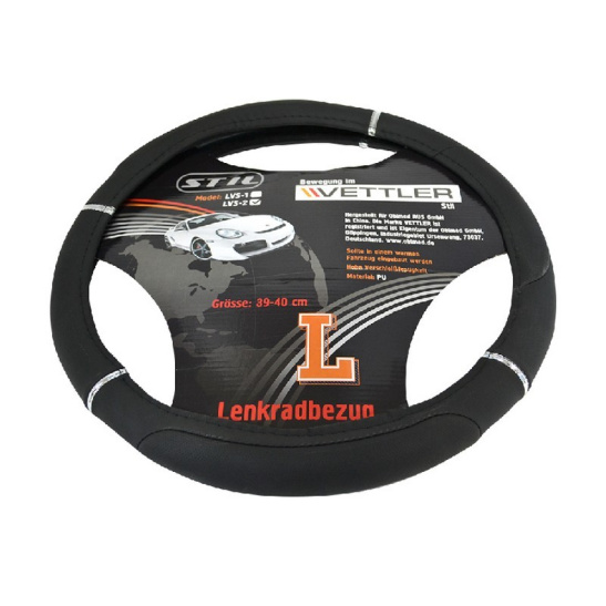 ОПЛЕТКА НА РУЛЬ (39-40 см) экокожа / черный (2101-2107. Волга) "VETTLER STIL" (17847)