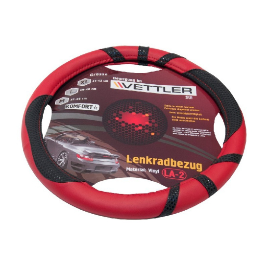 ОПЛЕТКА НА РУЛЬ (39-40 см) винил / красный (2101-2107, Волга) "VETTLER KOMFORT" (17591)