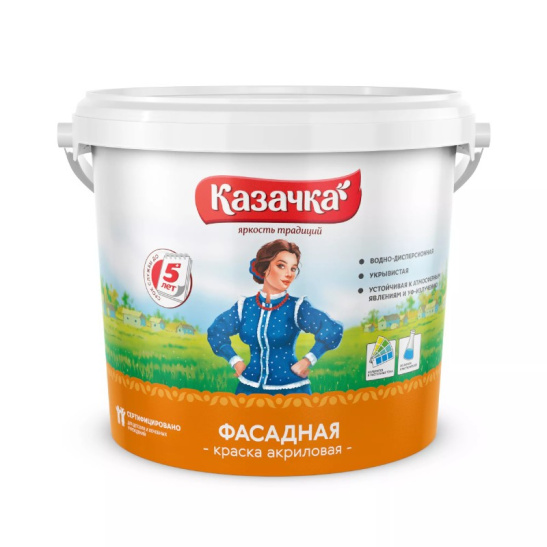 Краска ВД-АК белая фасадная (4,5кг) "КАЗАЧКА" Ростовск.обл