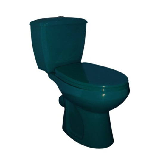 Унитаз-компакт Оскольская керамика Элисса-Антивсплеск зелёный Комбо - кат. "С" косой выпуск, однорежимная арматура, нижний  подвод, сиденье