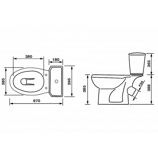 Унитаз-компакт Оскольская керамика Элисса-Антивсплеск зелёный Комбо - кат. "С" косой выпуск, однорежимная арматура, нижний  подвод, сиденье