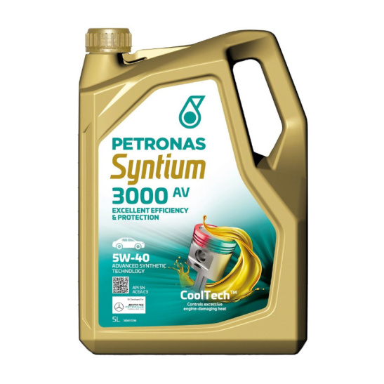 Масло моторное PETRONAS SYNTIUM 3000 AV (C3) SAE 5W40, 5 л, API SN, синтетическое, (двиг. бензиновый, дизельный), (70179M12EU)
