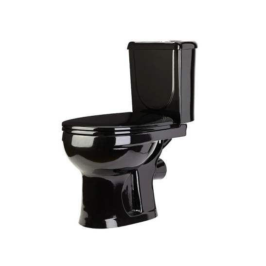 Унитаз-компакт Оскольская керамика Ирида черный горизонтальный выпуск, однорежимная арматура, нижний  подвод, сиденье