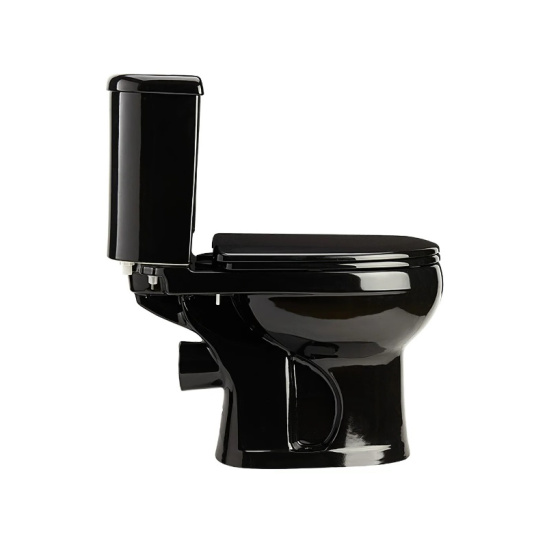 Унитаз-компакт Оскольская керамика Ирида черный горизонтальный выпуск, однорежимная арматура, нижний  подвод, сиденье