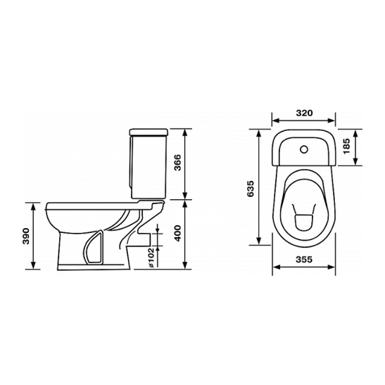 Унитаз-компакт Оскольская керамика Ирида черный горизонтальный выпуск, однорежимная арматура, нижний  подвод, сиденье