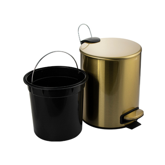 10504 ВЕДРО из нерж.стали с микролифтом, круглое, золото, 5л Санакс