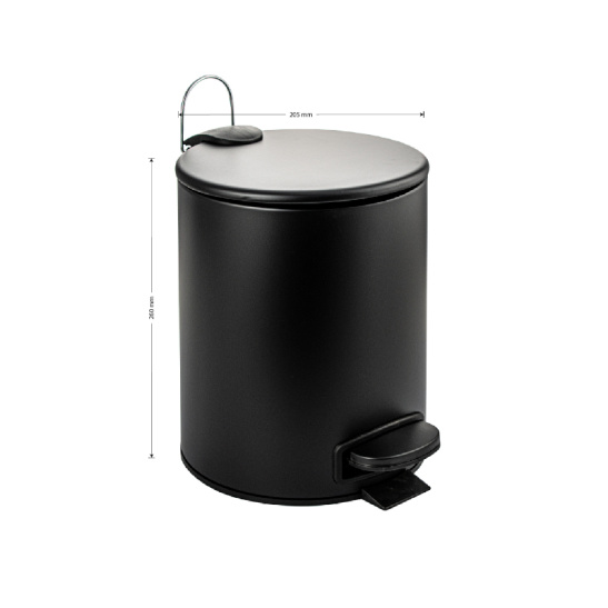 10501 ВЕДРО из нерж.стали с микролифтом, круглое, черный, 5л Санакс