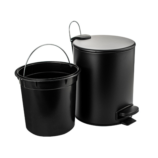10501 ВЕДРО из нерж.стали с микролифтом, круглое, черный, 5л Санакс