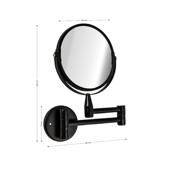 75268 ЗЕРКАЛО КОСМЕТИЧЕСКОЕ раздвижное, черный, Санакс