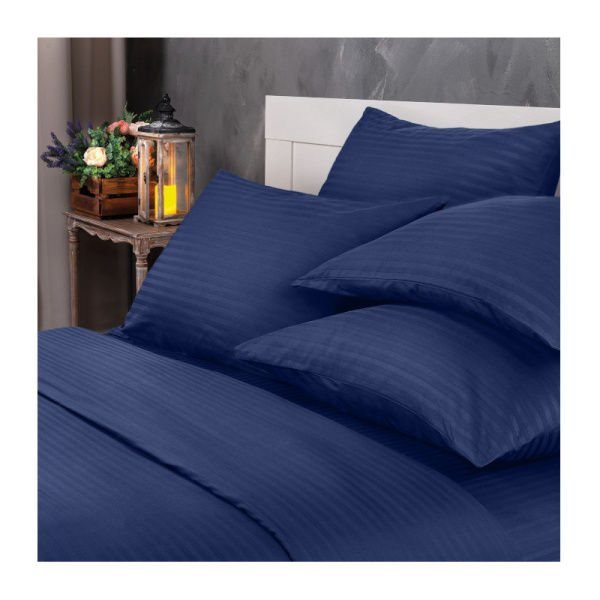 КПБ "Verossa Stripe" ЕВРО наволочки 50*70 и 70*70см тк.страйп цв."INDIGO" 70004