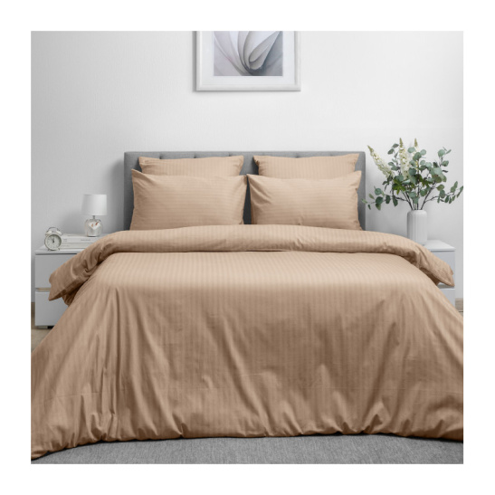 Простыня на резинке "Волшебная ночь" 160*200см тк.Поплин П10 цв."CARAMEL MOUSSE" 8709/15