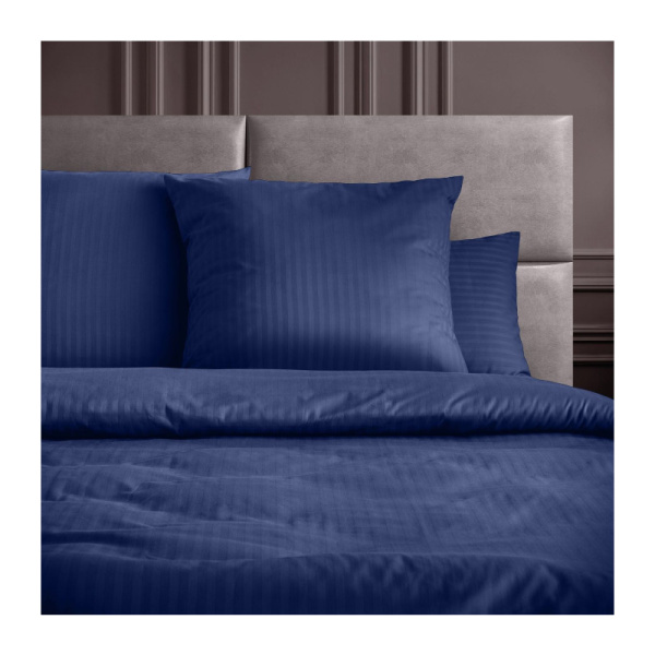 КПБ "Verossa Stripe" ЕВРО наволочки 50*70 и 70*70см тк.страйп цв."INDIGO" 70004