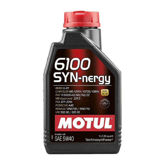 Масло моторное MOTUL 6100  SYN-NERGY Technosynthese, А3/В4, SAE 5W40, 4 л, API SN, синтетическое