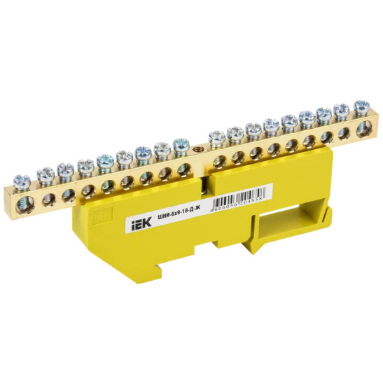 Шина PE "земля" на DIN-изол ШНИ-6х9-18-Д-Ж ИЭК (YNN10-69-18D-K05)