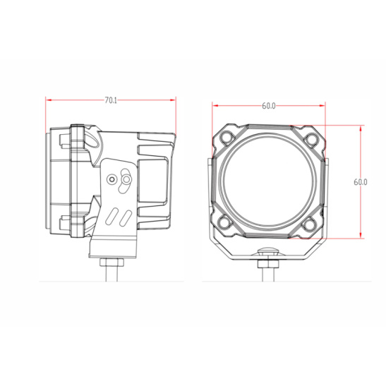 Фара светодиодная, лазер (12/24B.) ("WL-605") 22Вт, 2400Лм, круглая, линза, направленный/дальний свет, пылевлагозащищенная IP68, алюмин. корпус, OFF-Road