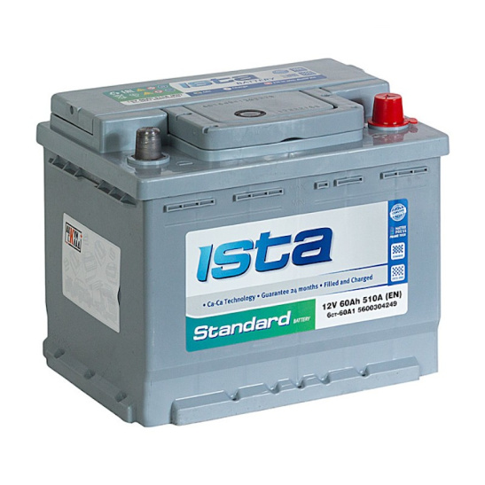 Аккумулятор 6СТ-60 R+  "ISTA Standart" обр. поляр., зал. (Турция) (иста) 