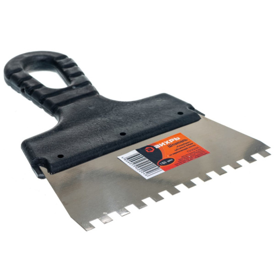 Шпатель трапециевидный зубчатый 150 мм, зуб 6x6 мм, 73/3/2/25, Вихрь, Китай