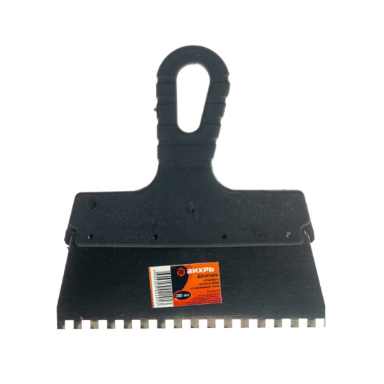 Шпатель трапециевидный зубчатый 200 мм, зуб 6x6 мм, 73/3/2/26, Вихрь, Китай