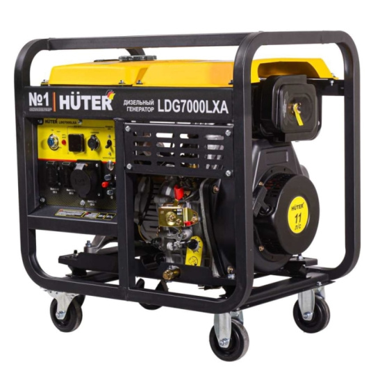 Генератор дизельный Huter LDG 7000LXА, 5,5 кВт, 220 В, электрический пуск, дизель, 14 л, без АКБ