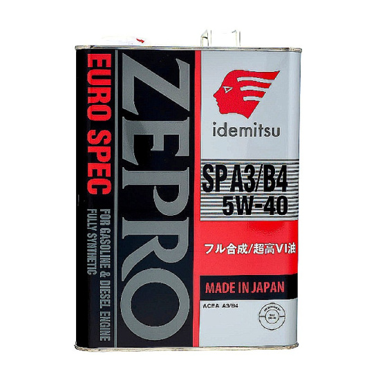 Масло моторное IDEMITSU Zepro EURO SPEC SAE 5W40, 4 л, API SP, синтетическое, (двиг. бензиновый, дизельный), (Идемицу)*