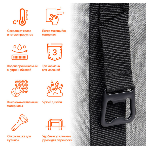 * Термосумка изотермическая ПЛЯЖНАЯ (27 л.) сохранение холода/тепла (42х33х20), водонепроницаемая, "сумка-холодильник" "ADCB006" ("AIRLINE") 