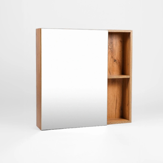 Зеркальный шкаф "Бостон 60 правый\левый (арт. VBOS60-ZSH)", 700x600x160 мм, орех, с полочкой