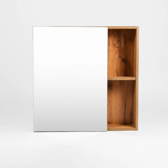 Зеркальный шкаф "Бостон 60 правый\левый (арт. VBOS60-ZSH)", 700x600x160 мм, орех, с полочкой