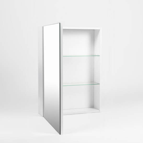 Зеркальный шкаф "Куба 50 правый\левый (арт. VKUB50-ZSH)", 700x500x160 мм, белый, с полочкой