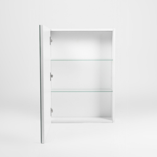 Зеркальный шкаф "Куба 50 правый\левый (арт. VKUB50-ZSH)", 700x500x160 мм, белый, с полочкой