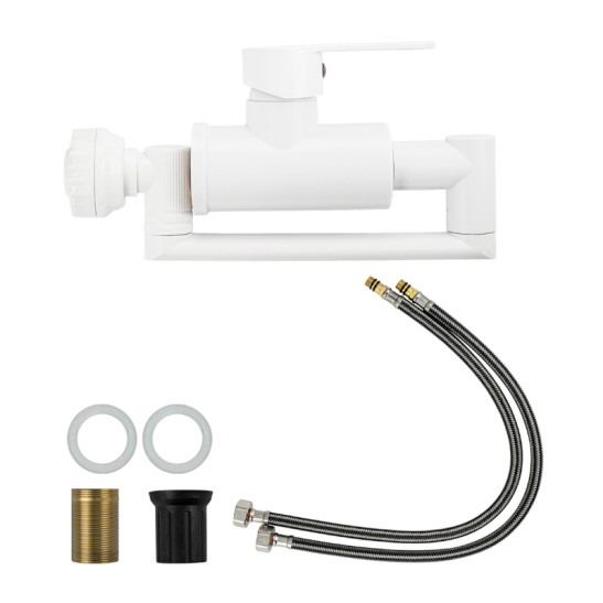 Смеситель для мойки однорычажный с высоким изливом, белый, 5904, BRIMIX, Санакс