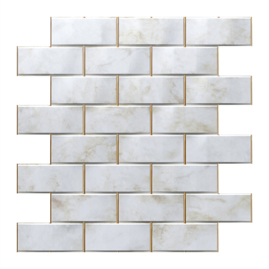 Панель ПВХ листовая стеновая 484x484x0,3 мм, мрамор "Латунь", самоклеящаяся , Регул