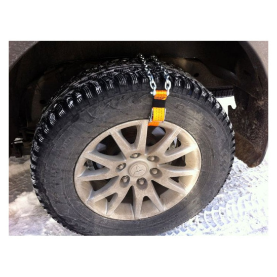 Цепи-браслеты противоскольжения кроссоверы (2 шт., кейс) (длина мет.части цепи 350мм., ремень 600мм., шир.ремня 35мм, пряжка) ("Топ Авто" СПб.) "ТА-СМ2" (для бездорожья)