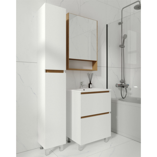 Комплект "Мальта 80 (арт. VMAL80CO-T2Y)" (тумба+умывальник COMO 80) 820x760x425 мм, пленка ПВХ, белый