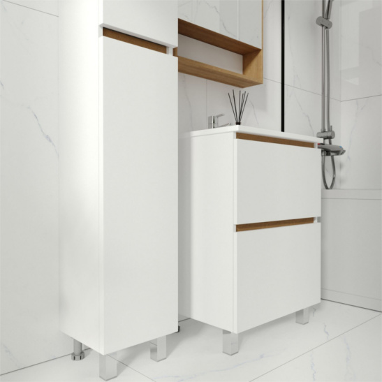 Комплект "Мальта 80 (арт. VMAL80CO-T2Y)" (тумба+умывальник COMO 80) 820x760x425 мм, пленка ПВХ, белый